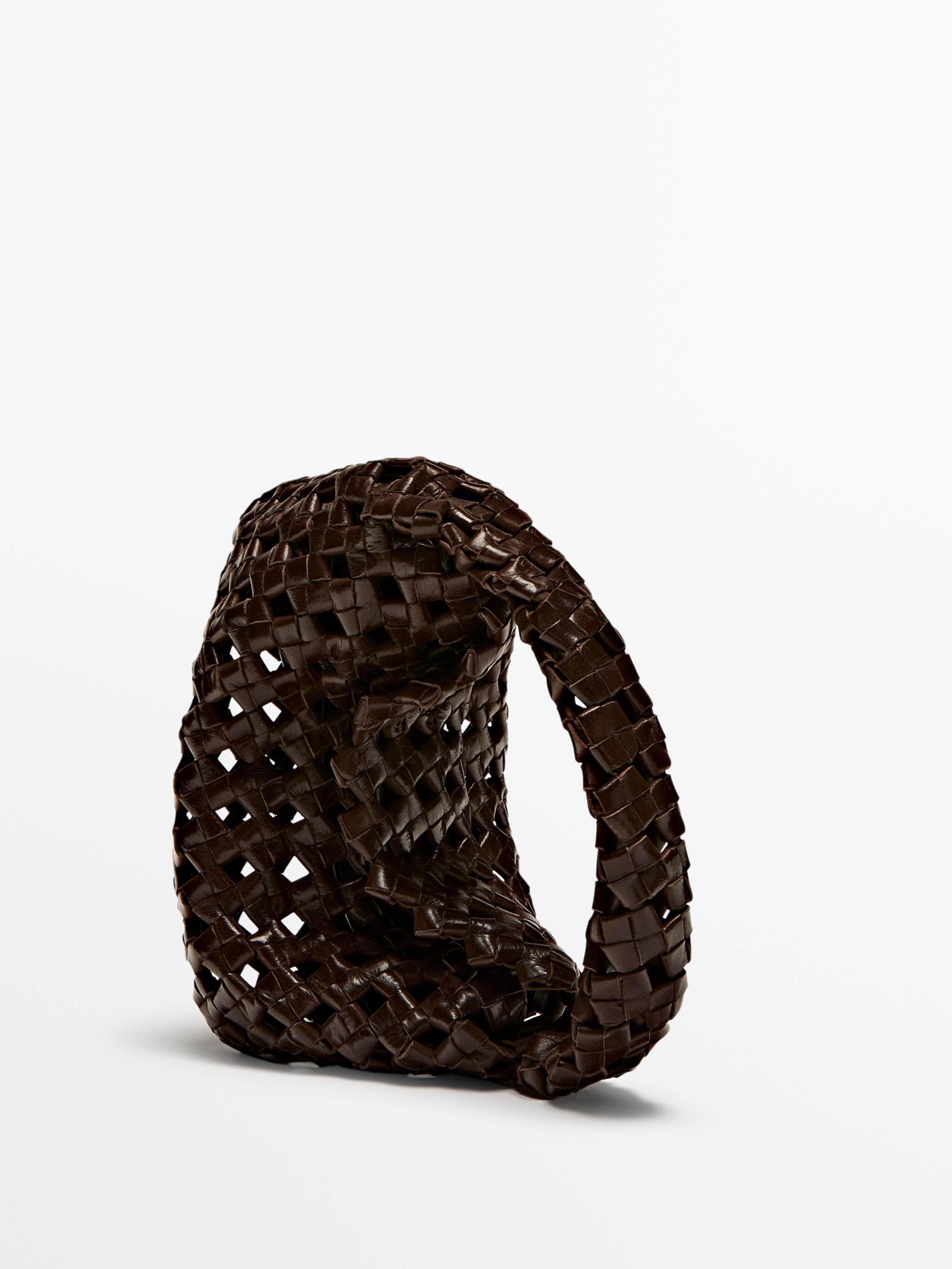 Mini-sac tressé en cuir nappa