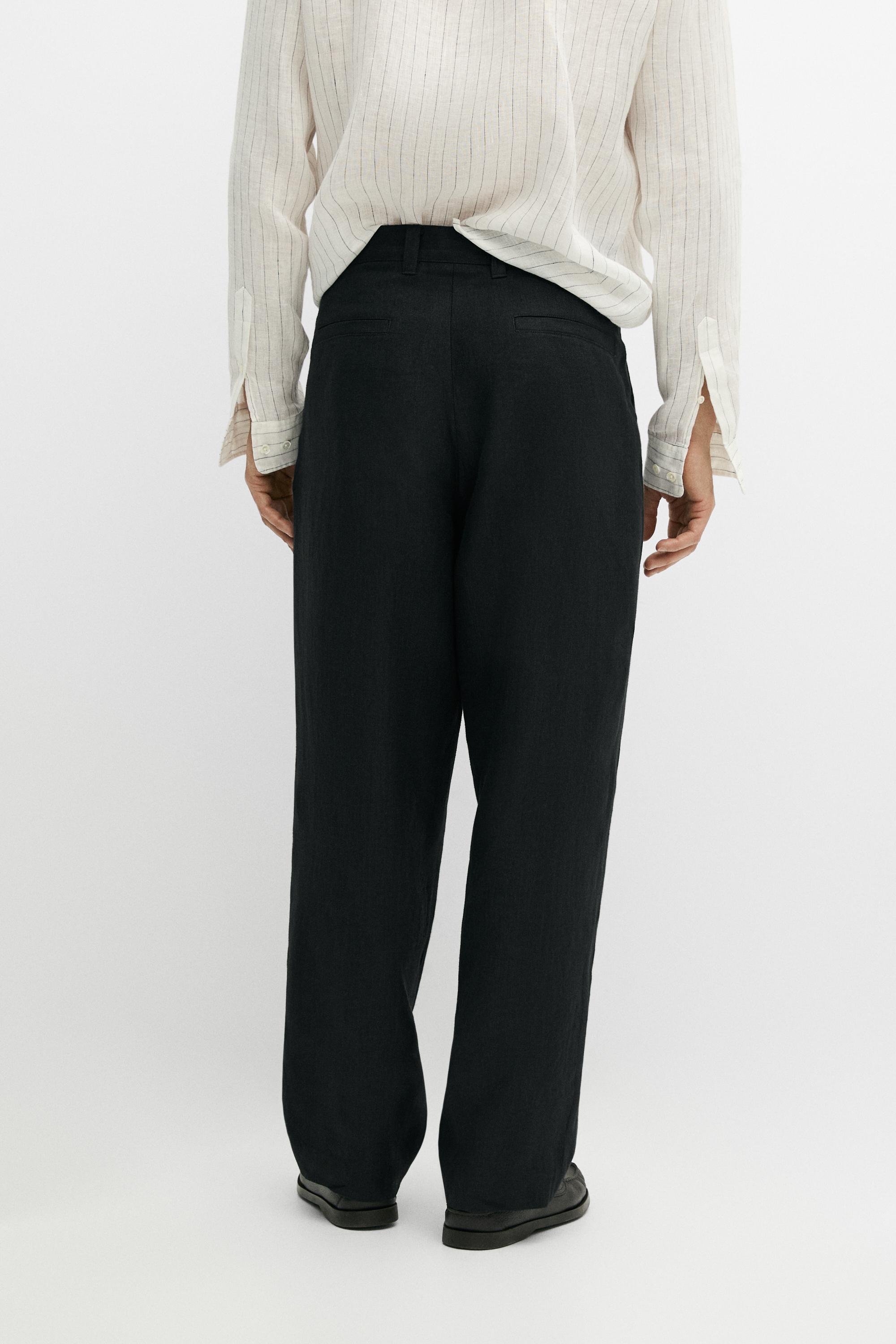 Pantalon à double pince 100 % lin