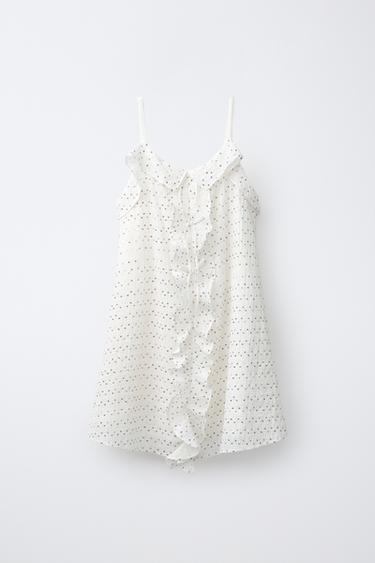 ПЛАТЬЕ С ВОЛАНАМИ И ПАЙЕТКАМИ — ЖЕЛТОВАТО-БЕЛЫЙ от Zara