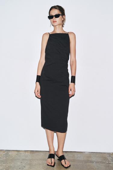 ROBE MI-LONGUE DRAPÉE ZW COLLECTION - Noir de Zara - Image 3