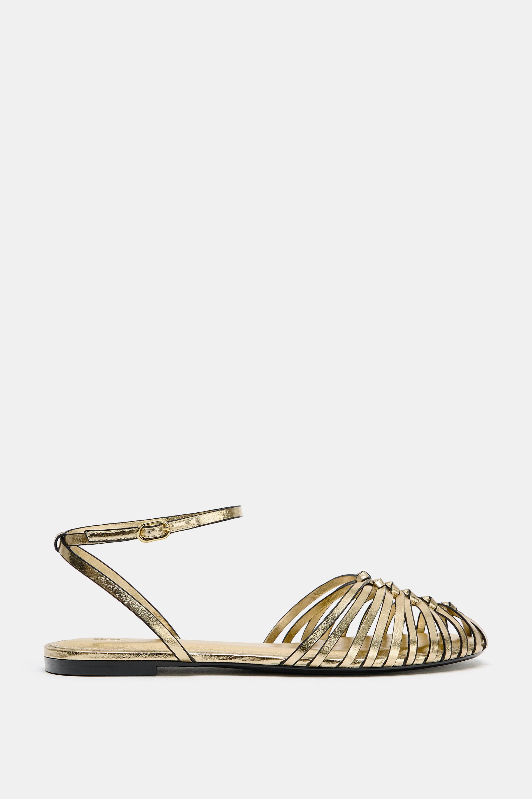 METALLIC EFFECT FLAT FISHERMAN SANDALS