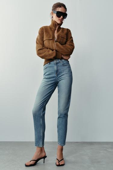 JEANS Z1975 MOM FIT SHTRAT I LARTË - Blu indiane nga Zara