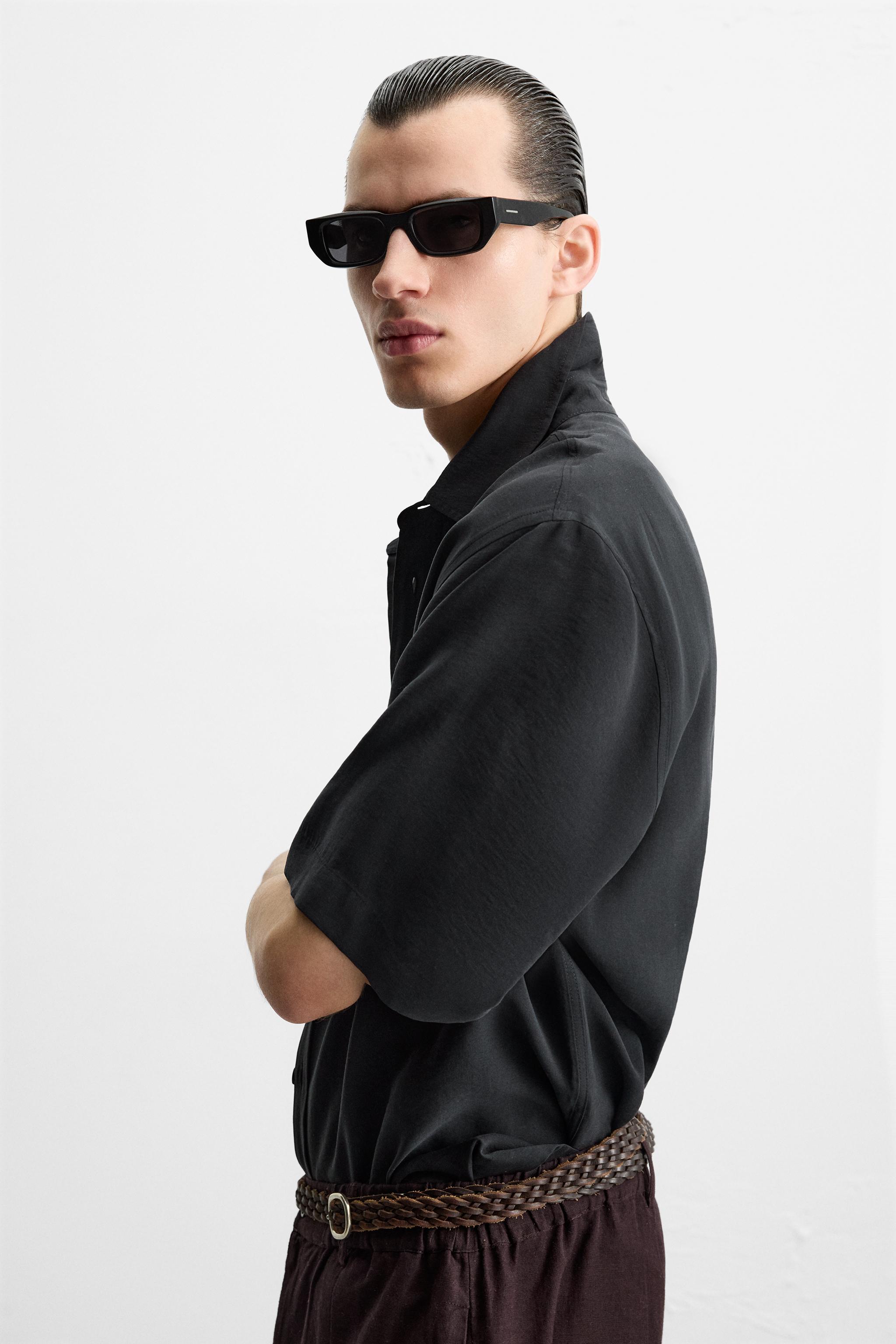 フルイドリラックスフィットシャツ - ブラック | ZARA Japan / 日本