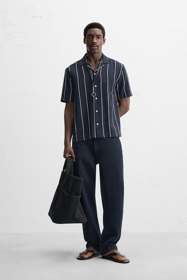 CAMISA ESTRUCTURA RAYAS - Marino de Zara - Imagen 0