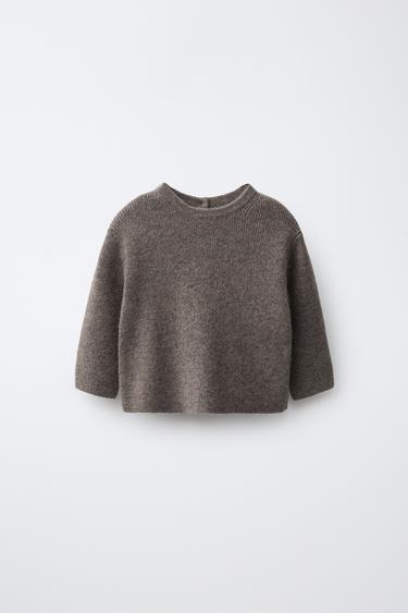 Zara WOOL AND CASHMERE BUTTON KNIT SWEATER - Brown