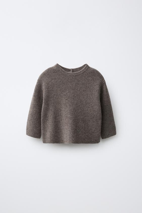 TRICOT TRUI MET KNOOPJES, WOL EN KASJMIER - Bruin van Zara - Afbeelding 0