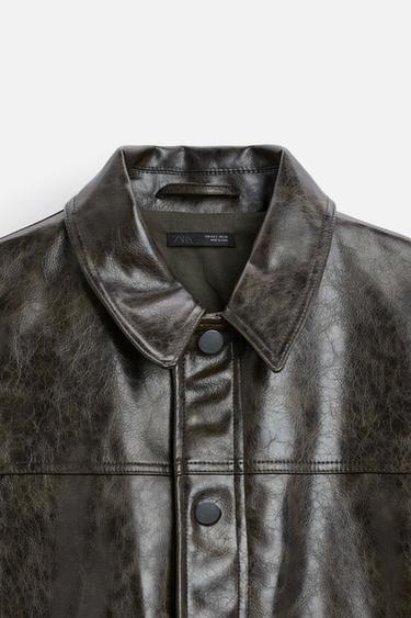 LEATHER EFFECT JACKET - Green by Zara - Image 7