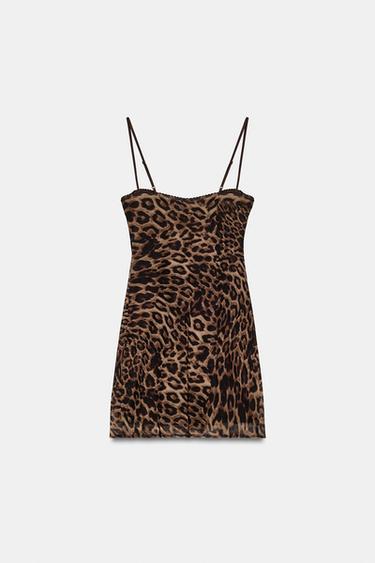 ROBE CORSET EN TULLE À IMPRIMÉ ANIMALIER - Léopard / Marron clair de Zara - Image 5