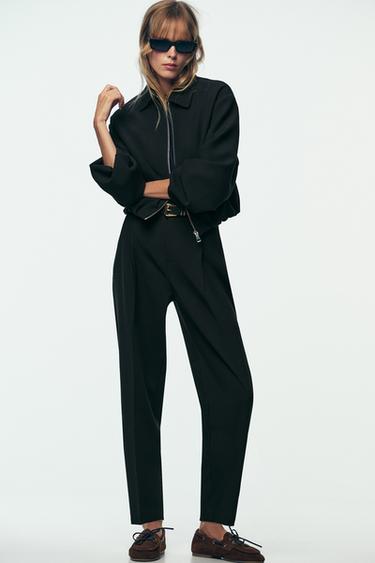PLEATED TROUSERS WITH BELT - Black by Zara