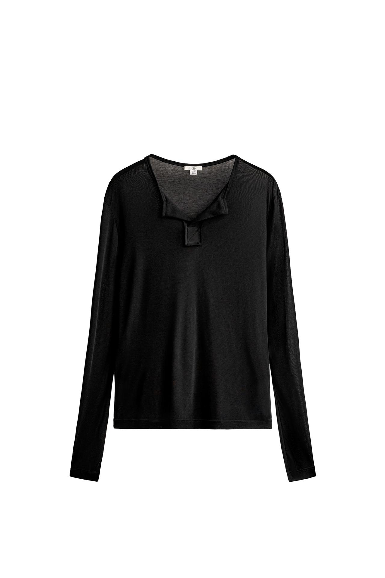 FLOWING HENLEY NECK T-SHIRT