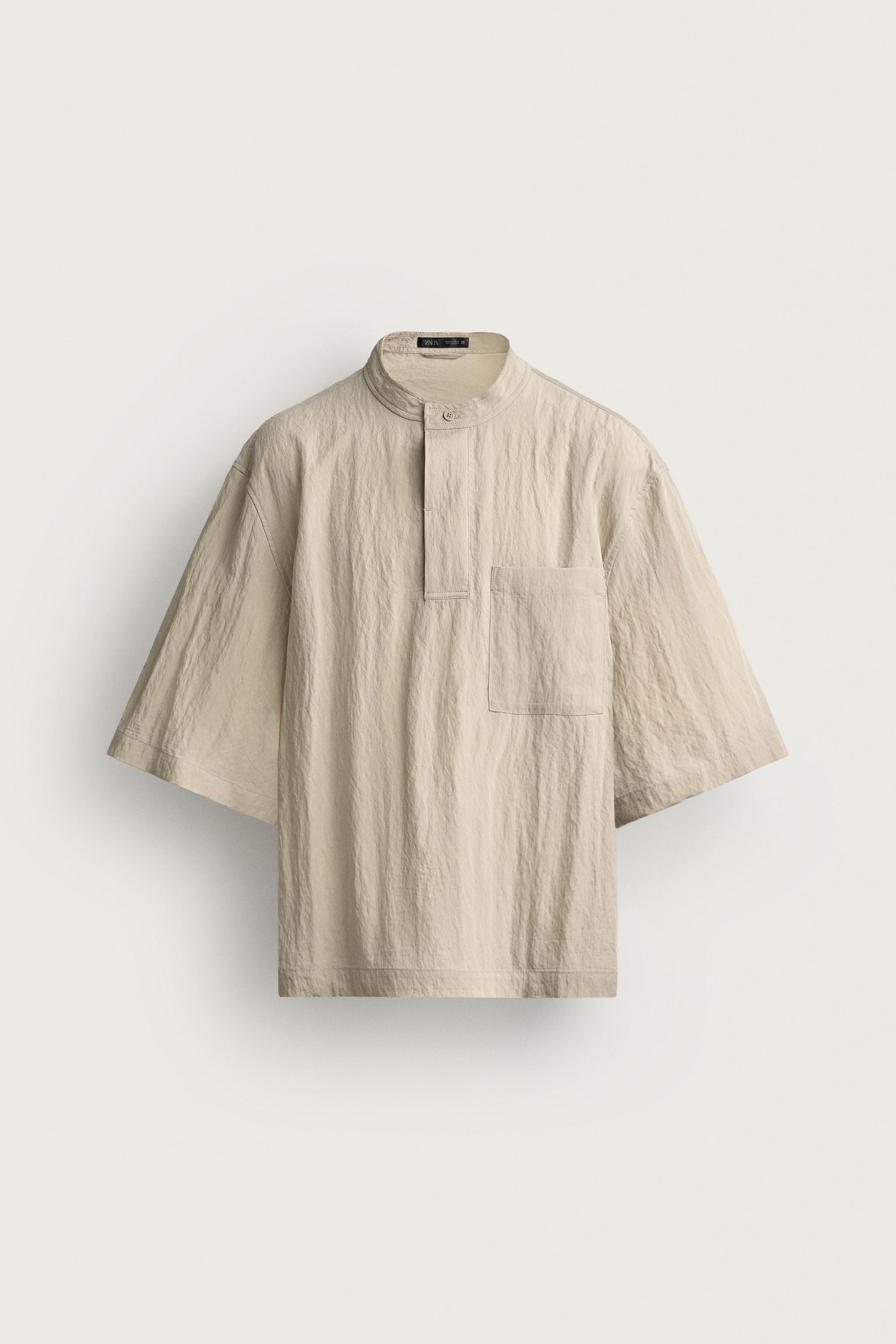 FLOWY POLO SHIRT — Beige