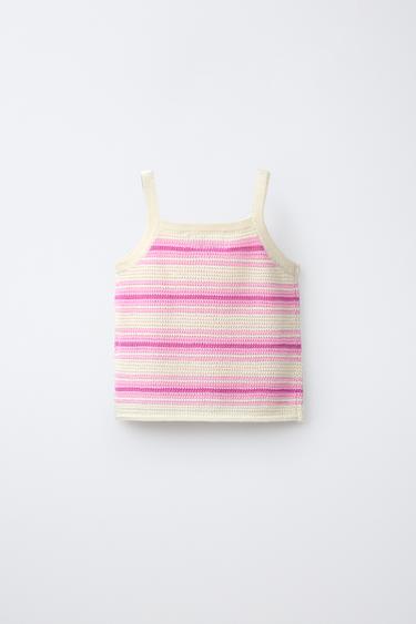 HIBISCUS STRIPED KNIT TOP - Pinks by Zara - Image 1