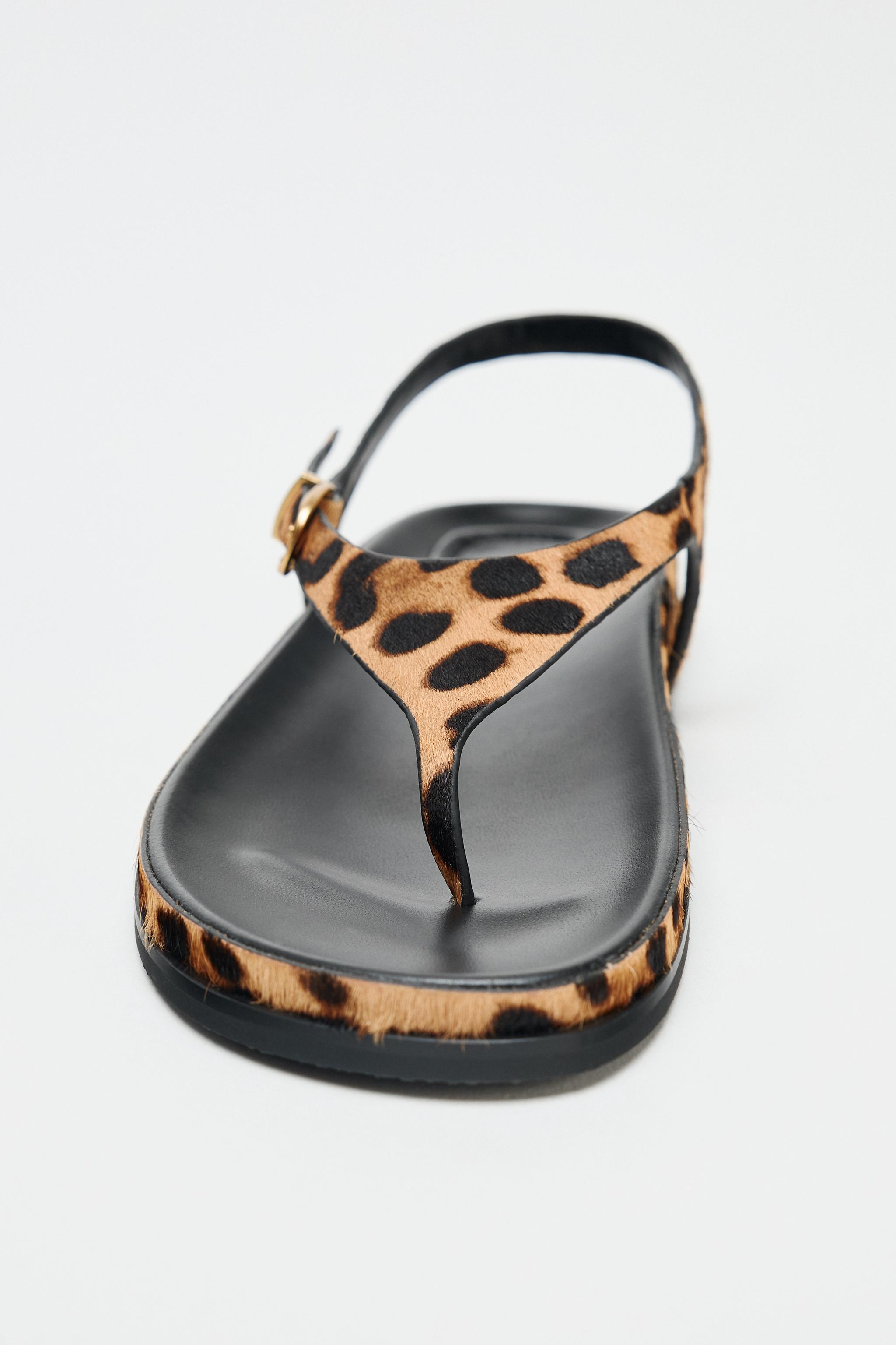 Chanclas Leopardo Sandalias ZARA Animal Print Knotted Mujer
