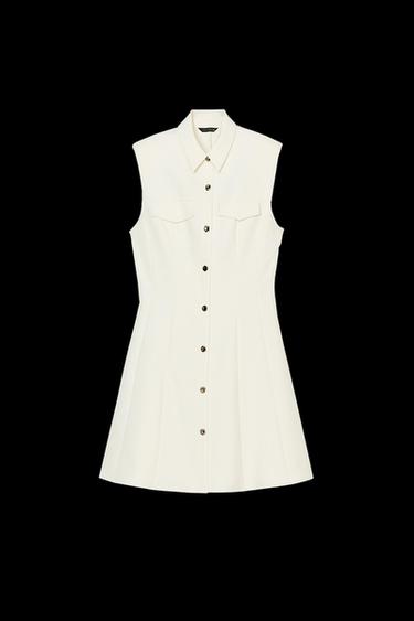 Zara CREPE MINI DRESS - Ecru - Image 0