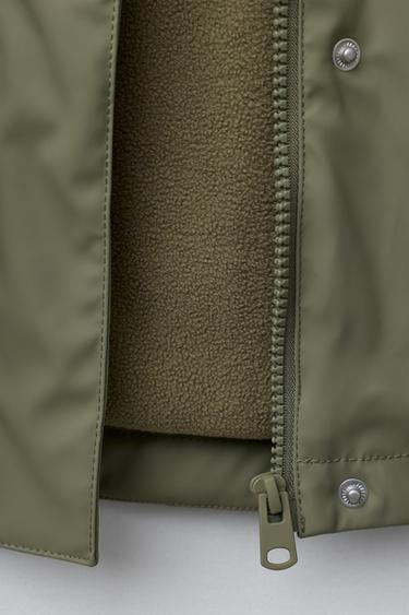 RUBBERISED WATER-RESISTANT RAINCOAT WITH FLEECE LINING - Khaki by Zara - Image 7