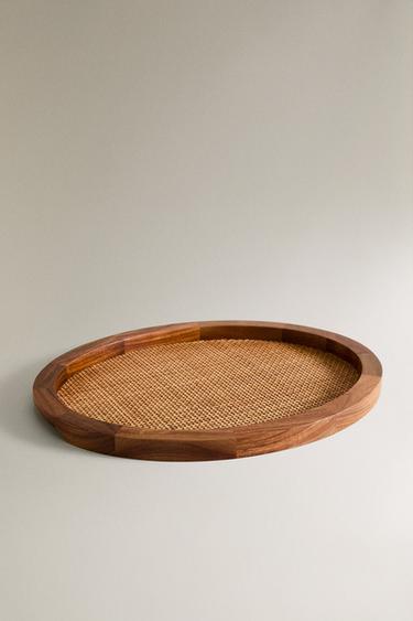 OVAL WOODEN RATTAN TRAY - Brown by Zara - Image 1
