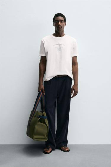 تيشرت بنص مطبع - أبيض مكسور الخاص بـ Zara - صورة 0