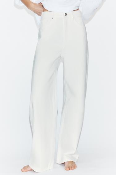 TRF EXTRA WIDE-LEG HIGH-WAIST JEANS - Oyster-white by Zara