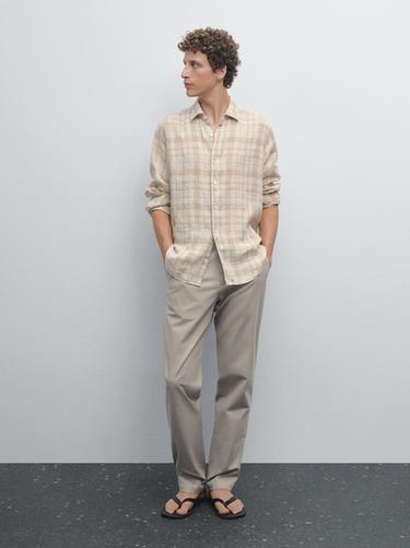 Zara Slim fit textured trousers - Beige