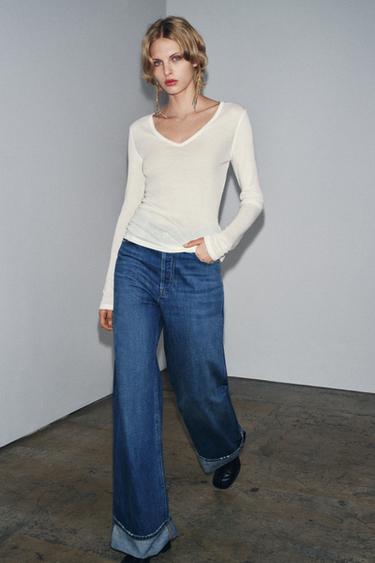 V-NECK T-SHIRT - Oyster-white by Zara - Image 0