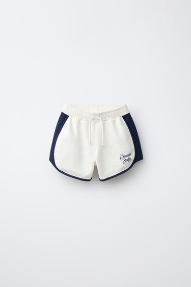 CONTRAST TEXT BERMUDA SHORTS - Ecru by Zara