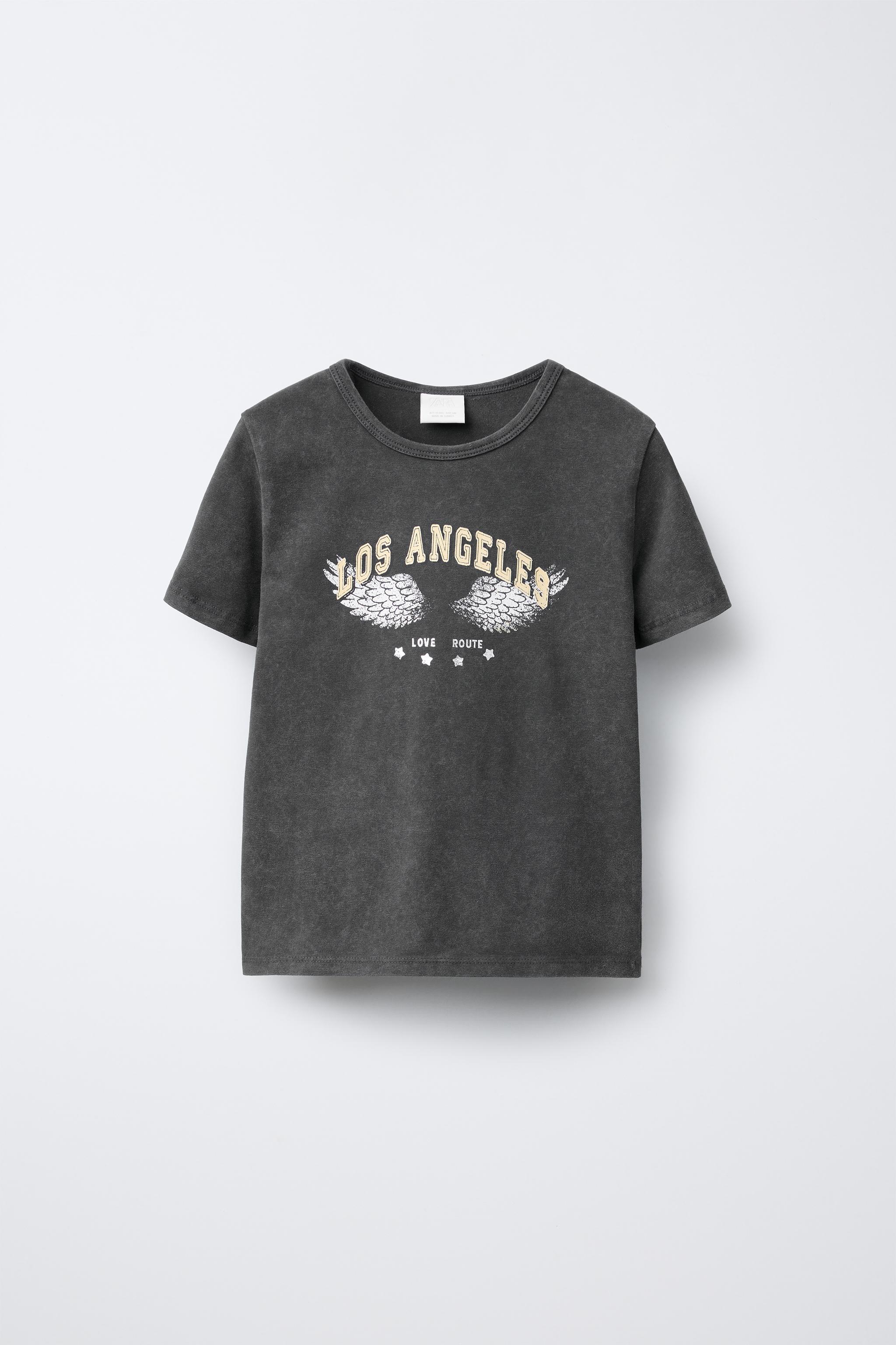 PRINTED WASHED EFFECT T-SHIRT - Dark anthracite | ZARA Canada
