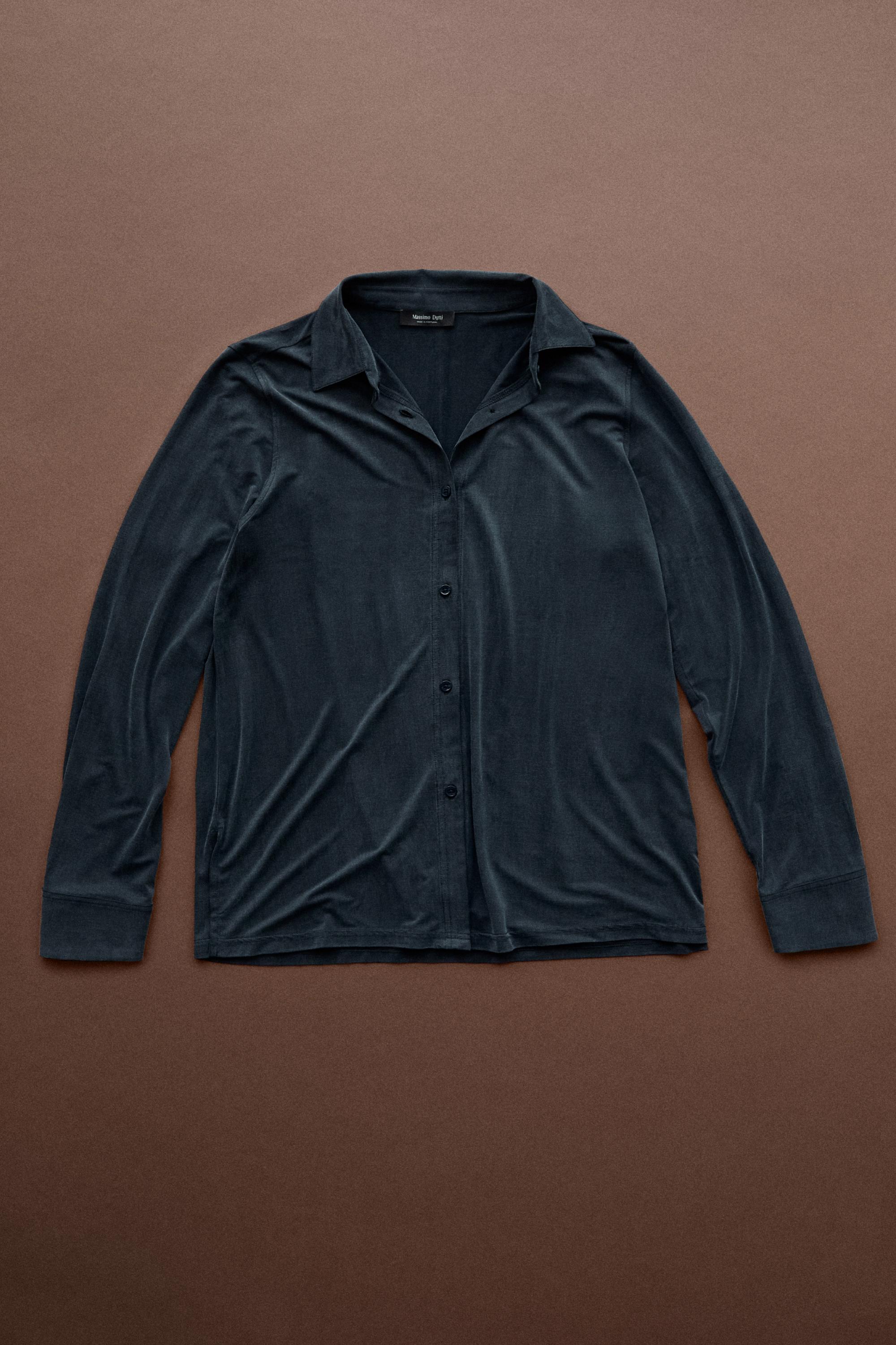 Flowing shirt with shirt collar - STUDIO — Blue