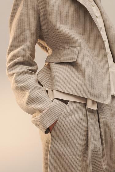 VESTE À RAYURES EN LIN ÉDITION LIMITÉE - rayures de Zara - Image 3