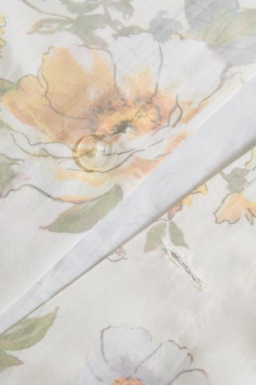 SATEEN FLORAL DUVET COVER - Ecru by Zara - Image 3