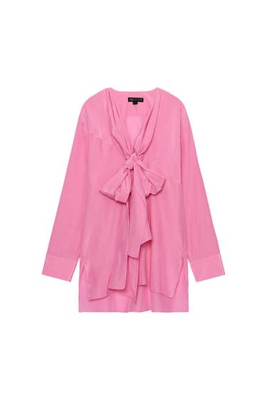 FLIESSENDE BLUSE MIT SCHNÜRUNG ZW COLLECTION - Pink von Zara