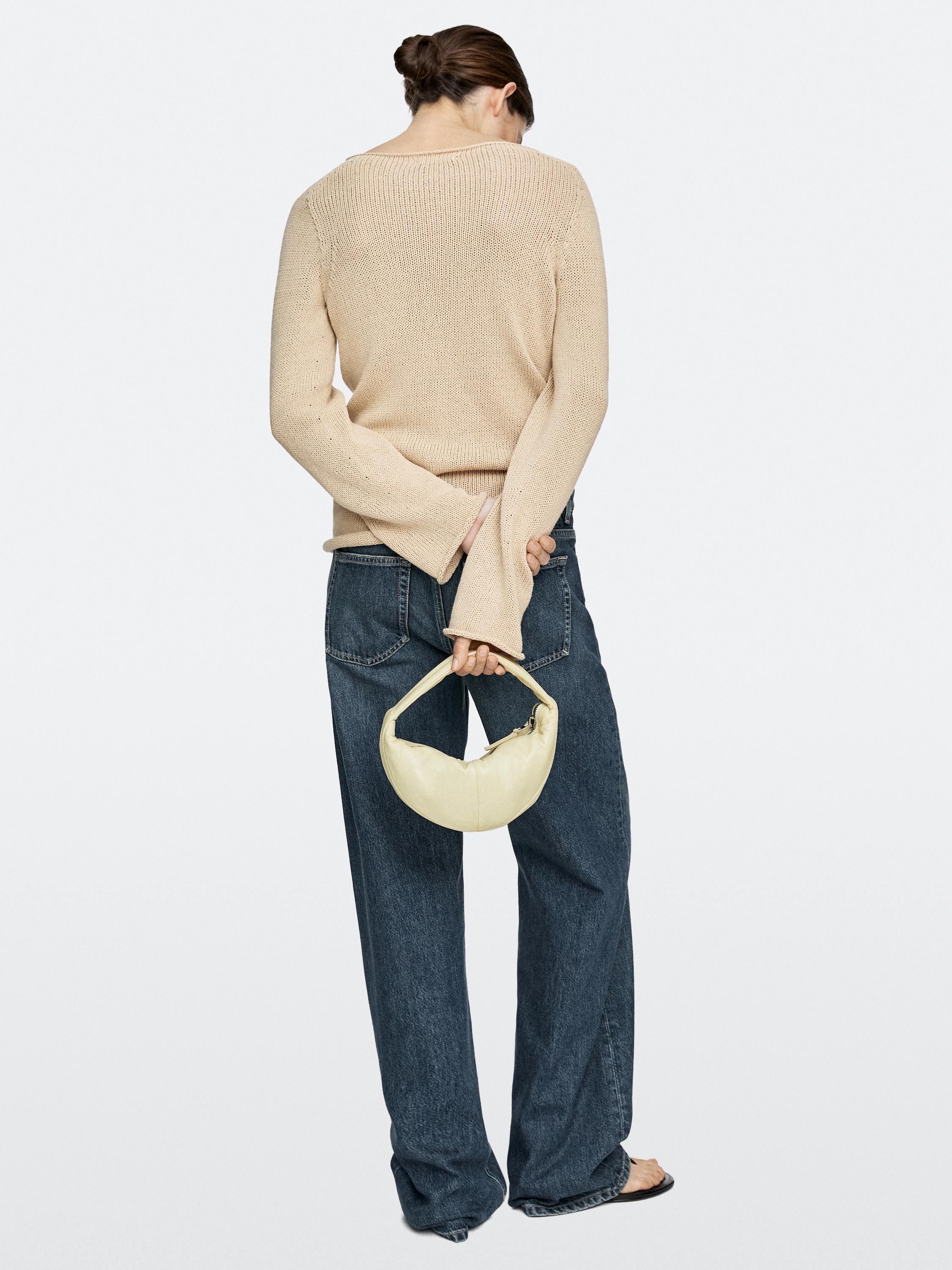 Mini sac à main demi-lune en cuir nappa