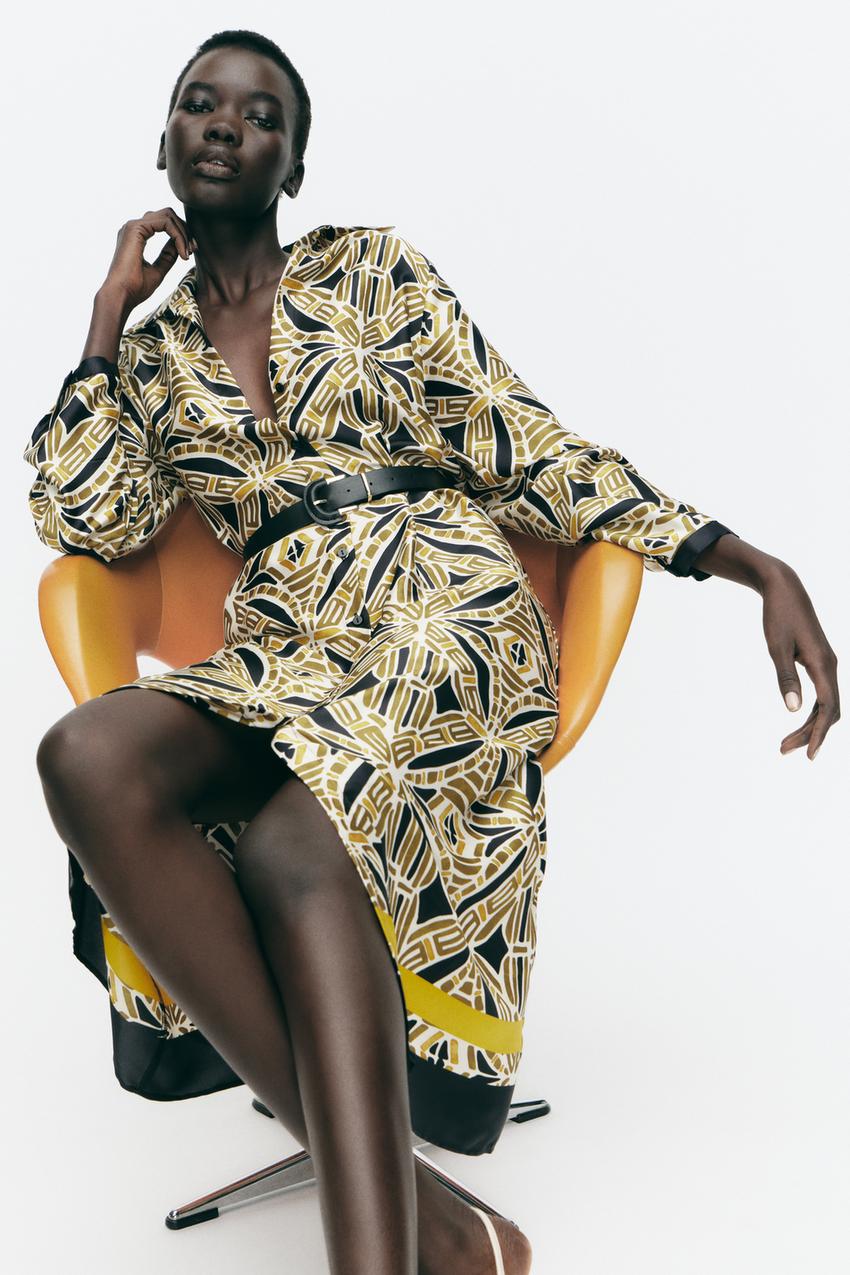 PRINTED DRESS WITH BELT