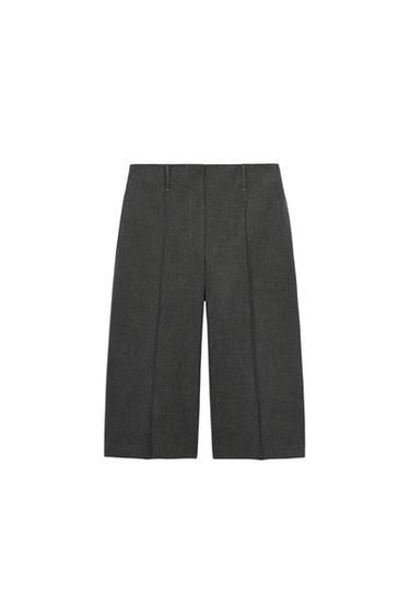 Zara ZW COLLECTION STRAIGHT DARTED BERMUDA SHORTS - Gray marl