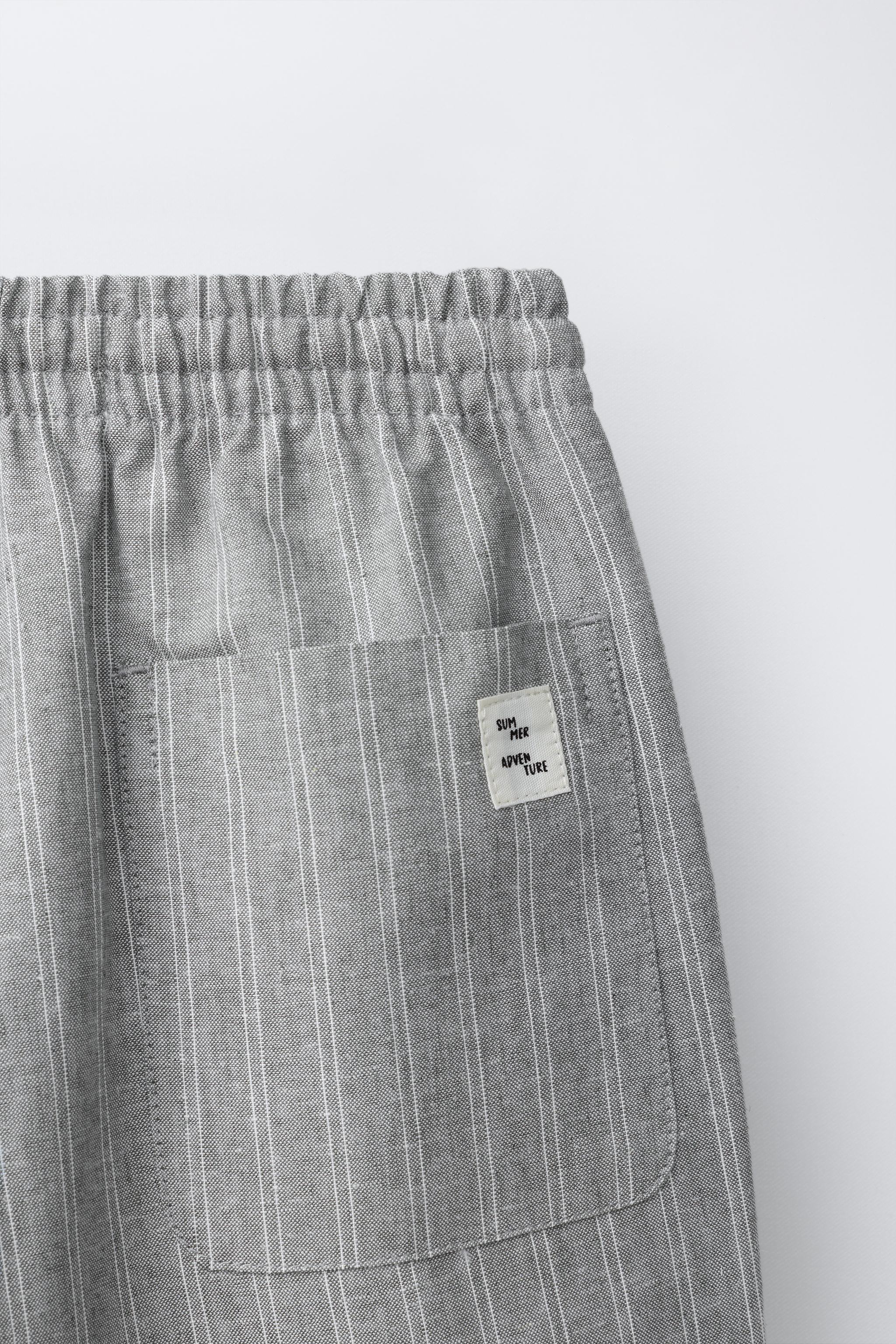 STRIPED LINEN BLEND PANTS