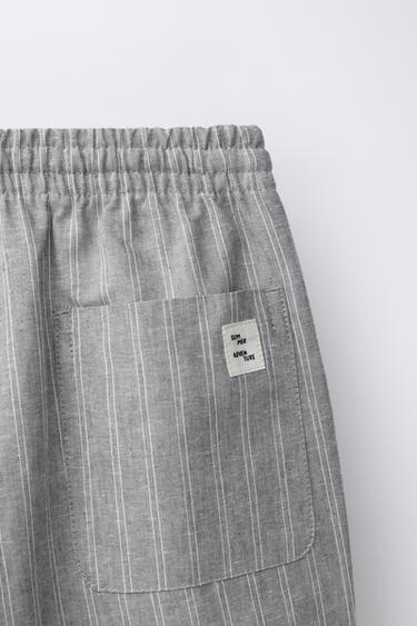 PANTALON RAYURES AVEC LIN - Gris de Zara - Image 3