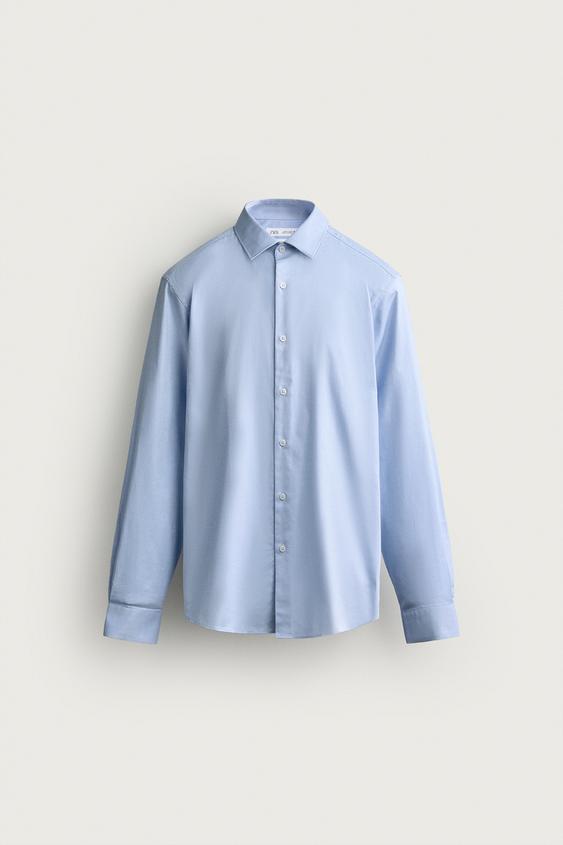 SLIM FIT TEXTURED SHIRT - Sky blue by Zara - Image 0