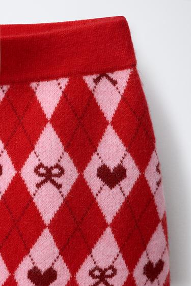 ARGYLE KNIT SKIRT - Red by Zara - Image 2