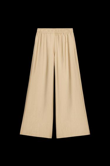 WIDE-LEG TROUSERS WITH ELASTIC WAIST - Sand by Zara - Image 0