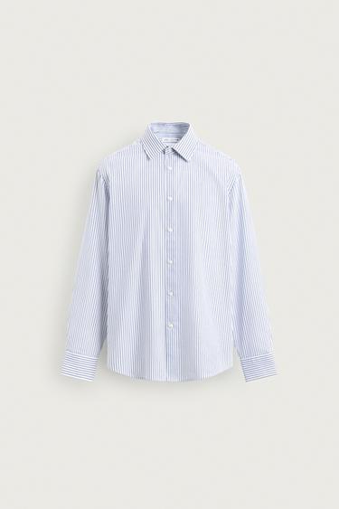 EASY CARE TEXTURED SHIRT - White / Navy by Zara