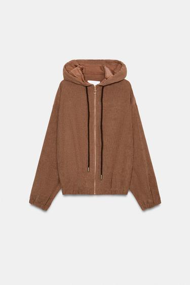 VESTE BOMBER À CAPUCHE - Marron clair de Zara - Image 4