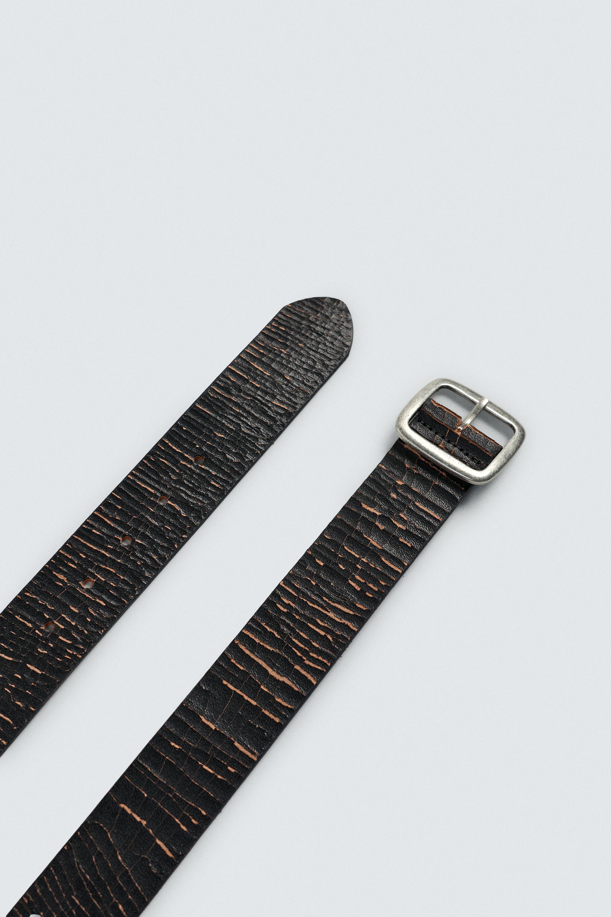 CEINTURE LARGE EN CUIR CRAQUELÉ
