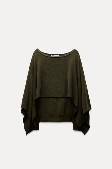 ÚPLETOVÝ SVETR S VRSTVOU - Tmavá khaki od Zara