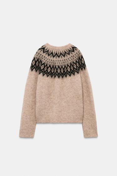 JUMPER WITH ALPACA JACQUARD SKI COLLECTION - Ecru by Zara - Image 7