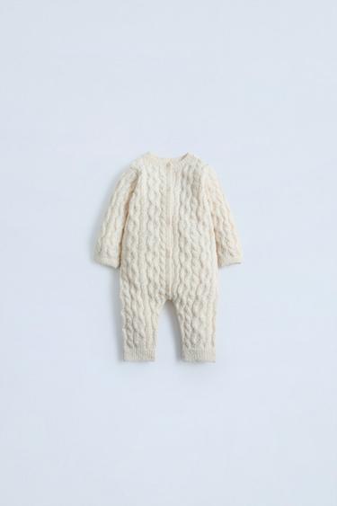 CABLE-KNIT JUMPSUIT - Ecru by Zara