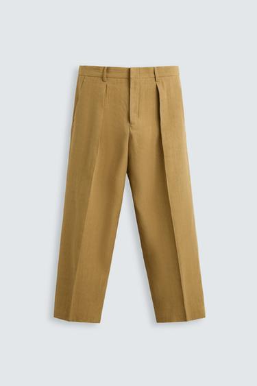PANTALÓN TRAJE LINO - LYOCELL LIMITED EDITION - Ocre de Zara