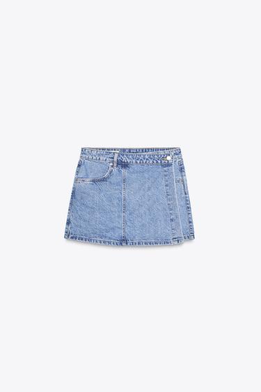 Z1975 WRAP DENIM SKORT - Mid-blue by Zara
