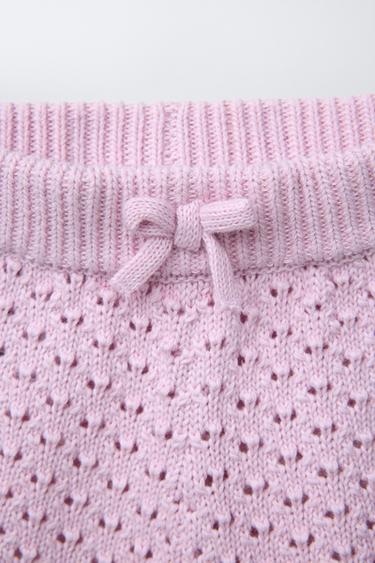 LACE-TRIMMED KNITTED BERMUDA SHORTS - Pink / Lilac by Zara - Image 2