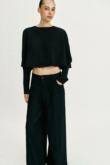 PANTALON LARGE AVEC LIN - Noir de Zara - Image 2