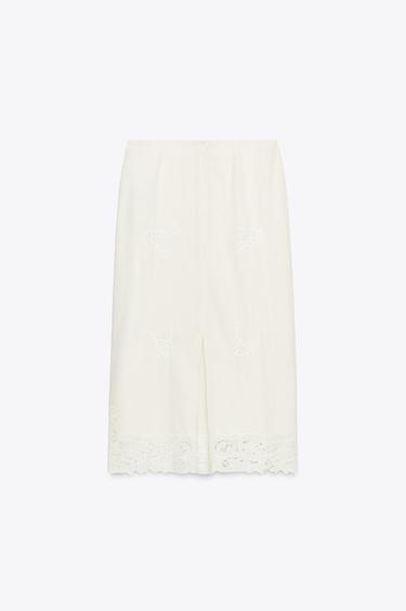 JUPE BRODERIES AJOURÉES ZW COLLECTION - Blanc de Zara - Image 2