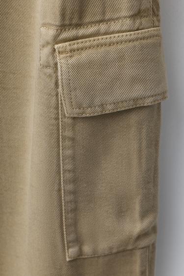 LOOSE FIT BARREL CARGO TROUSERS - Beige by Zara - Image 3